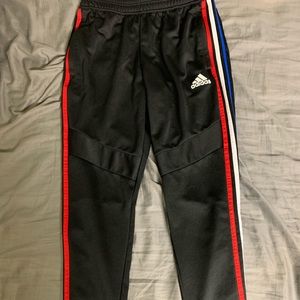 Addias red, white, and blue stripped joggers
